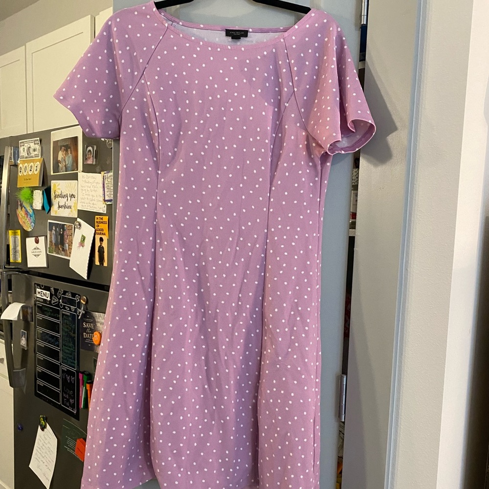 Ann Taylor Purple polka dot dress medium